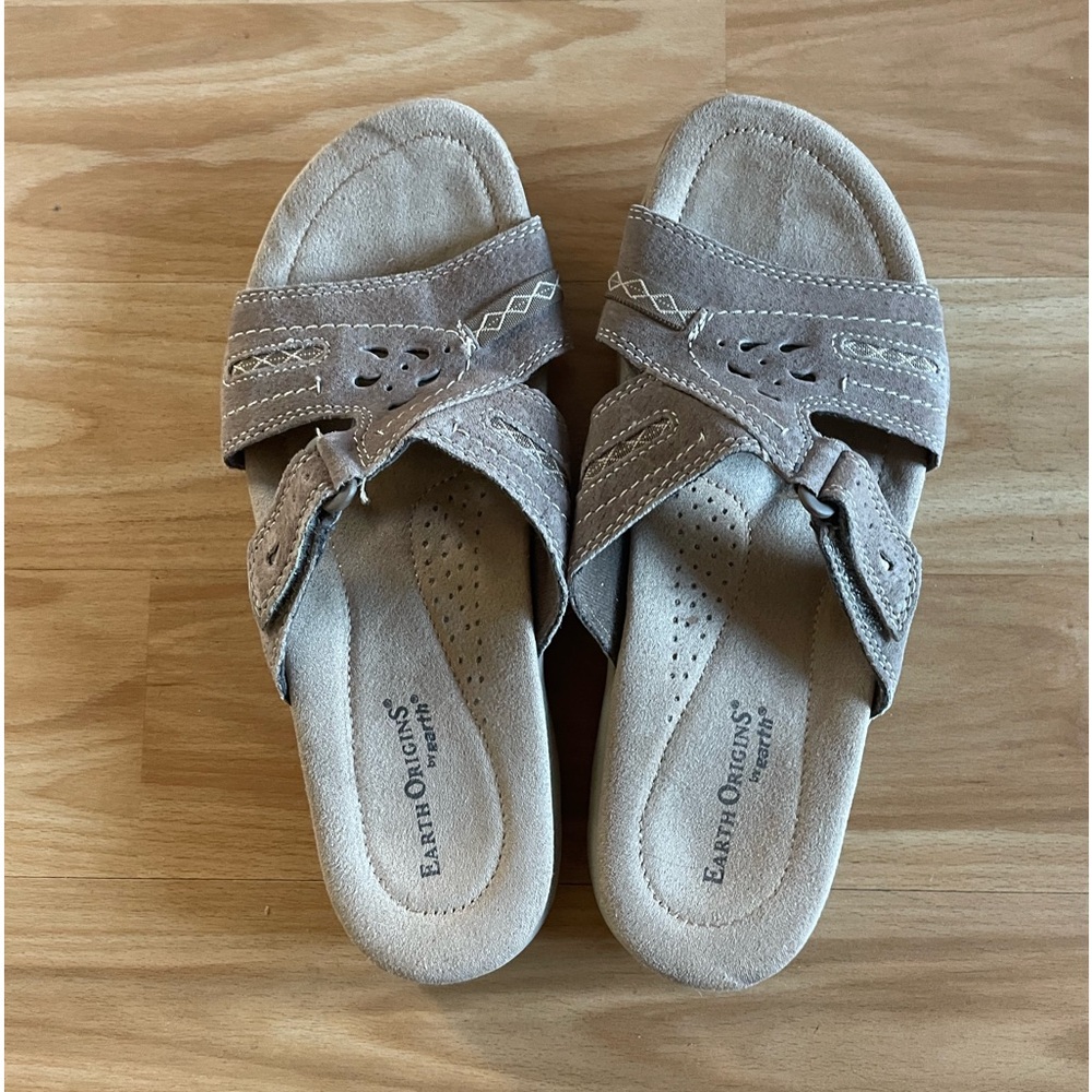 Ladies Earth Origins Sizzle Leather Slide Sandals - Sz 8